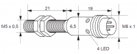 Kovový indukční snímač, délka 40 mm